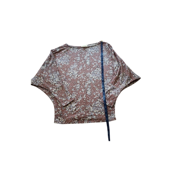 Vintage-Inspired Floral Dolman Sleeve Top  Mauve Boho Cottagecore Washed Look - Picture 3 of 6